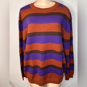 NWT Daydreamer Women’s Purple Sahara Stripe Pullover Sweater Size L